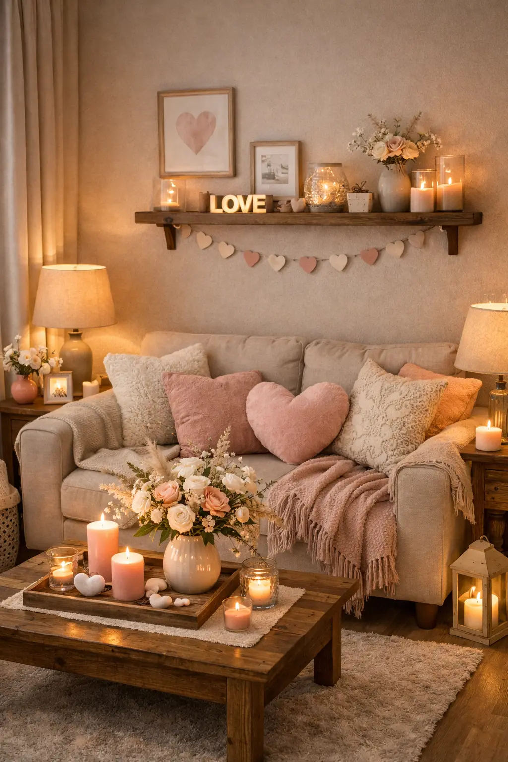 Valentine's Day living room decor